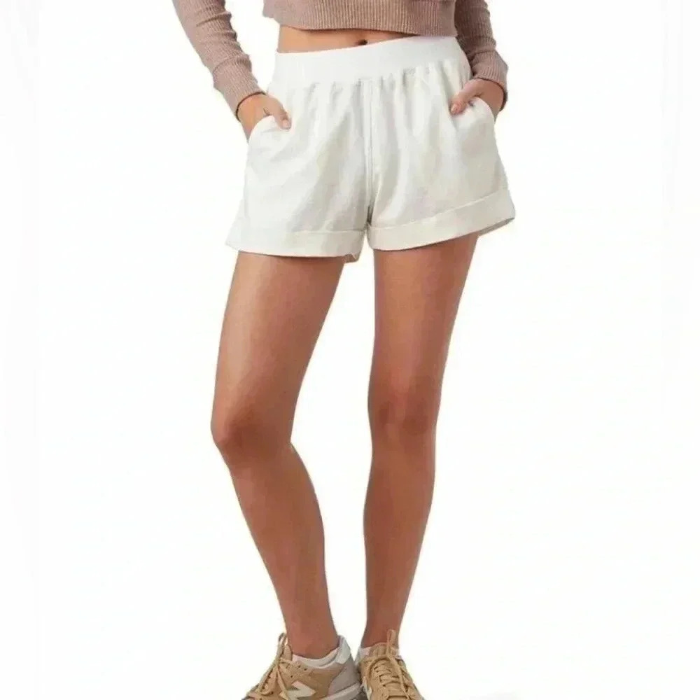 NEW $98 FAHERTY BRAND White 3” Arlie Pull On Cuffed Day Shorts Sz XL Elastic